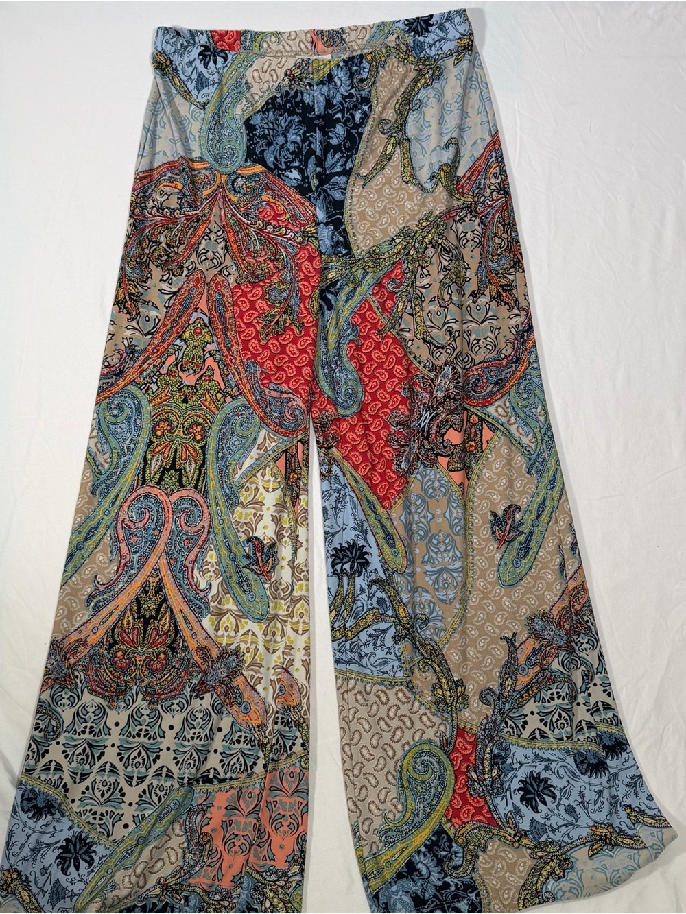 Chico's Multicolor Paisley Patchwork Wide Leg Trousers